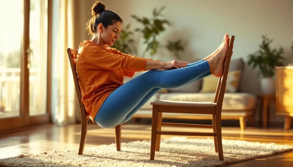 ćwiczenia na krześle wzmacniające biodra dla osób po 60-tce, bez konieczności korzystania z siłowni i sprzętu. proste i skuteczne metody na poprawę mobilności i siły.