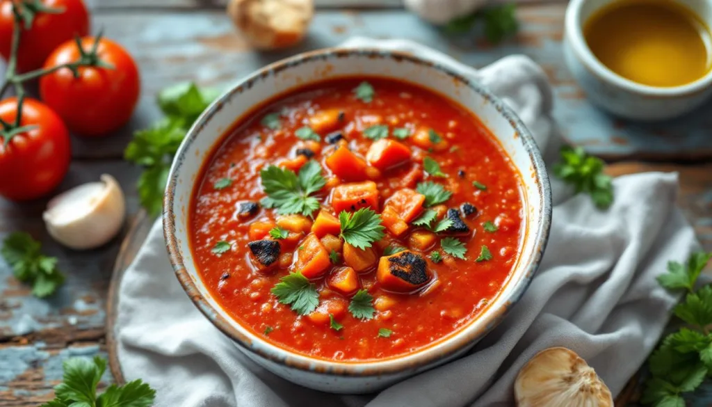 kucharz wyjaśnia, dlaczego zupa pomidorowa przygotowana z pieczonych pomidorów ma głębszy i bogatszy smak.