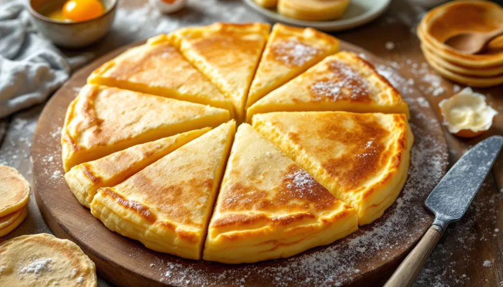 kucharz pokazuje, jak upiec ogromny naleśnik, który można kroić jak pizzę. odkryj przepis na efektowne i pyszne danie idealne na każdą okazję!