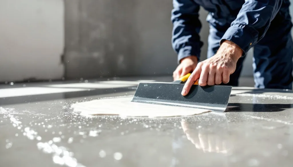 sprawdzony sposób stosowania klejów montażowych na mokrym betonie, używany przez profesjonalne ekipy budowlane, gwarantujący trwałe i niezawodne połączenia.