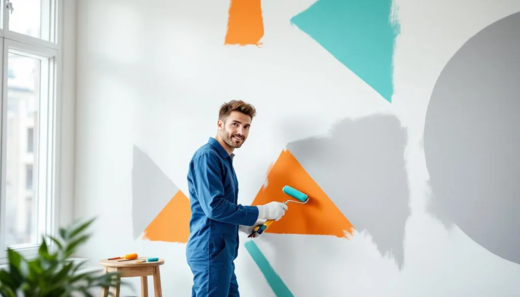 dowiedz się, jak łatwo i bez talentu pomalować ścianę w geometryczny wzór bez użycia taśmy. proste kroki, które odmienią twoje wnętrze.